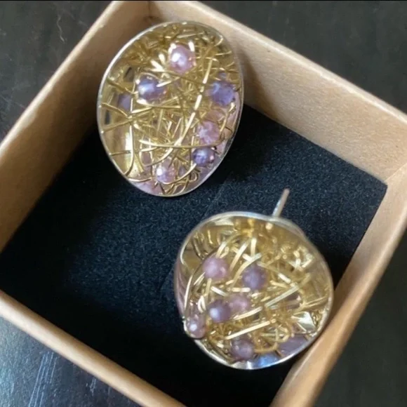 Elegant ITALIAN Real Gold 14K Wire Earrings - Picture 3 of 8